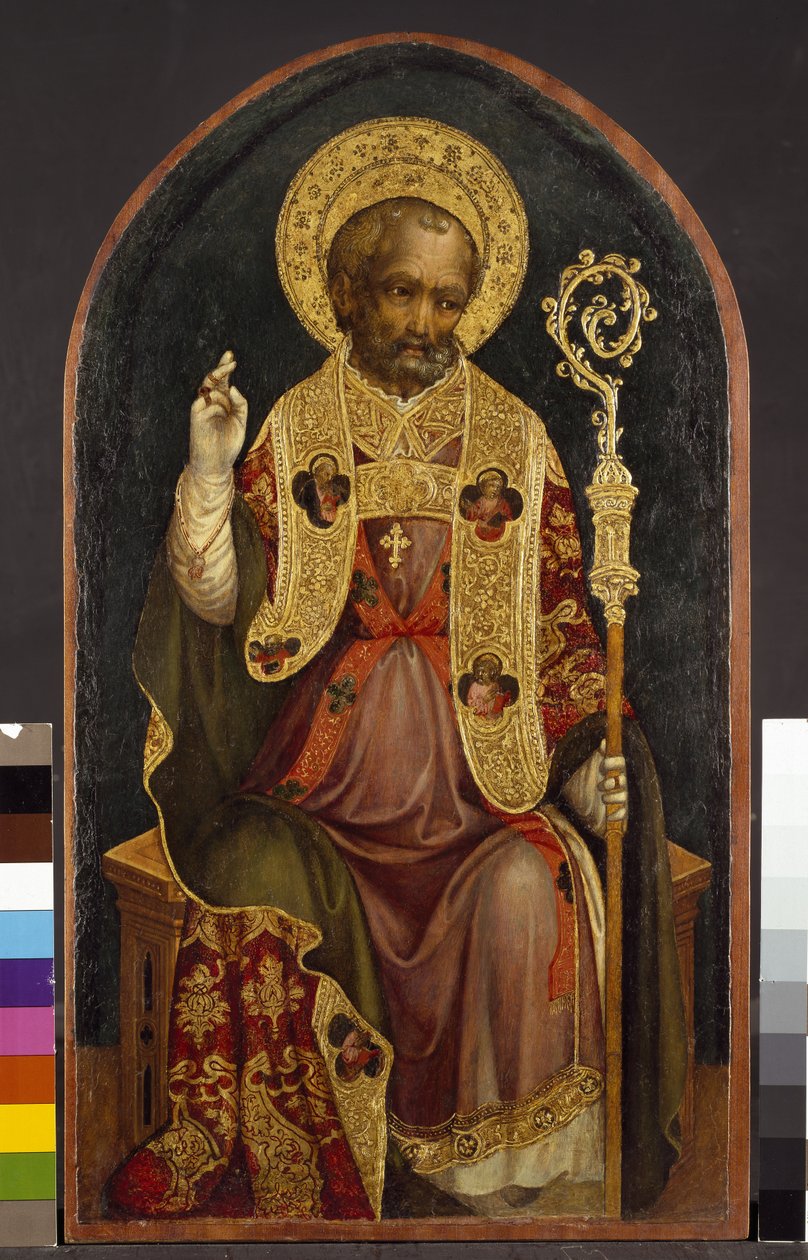 A Bishop Saint, 15. århundrede (tempera på panel) af Michele Giambono