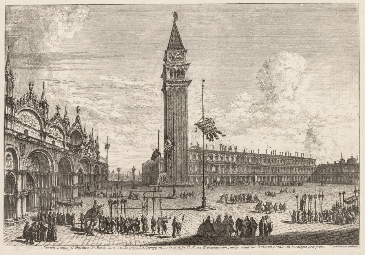 Udsigt over Venedig: Piazza og Piazzetta, 1741. af Michele Marieschi