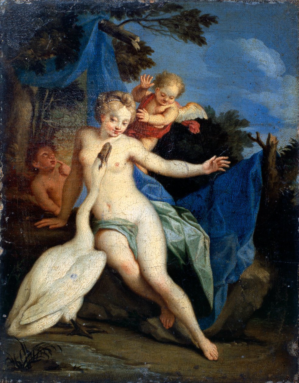 Leda og svanen (olie på lærred) af Michele Rocca