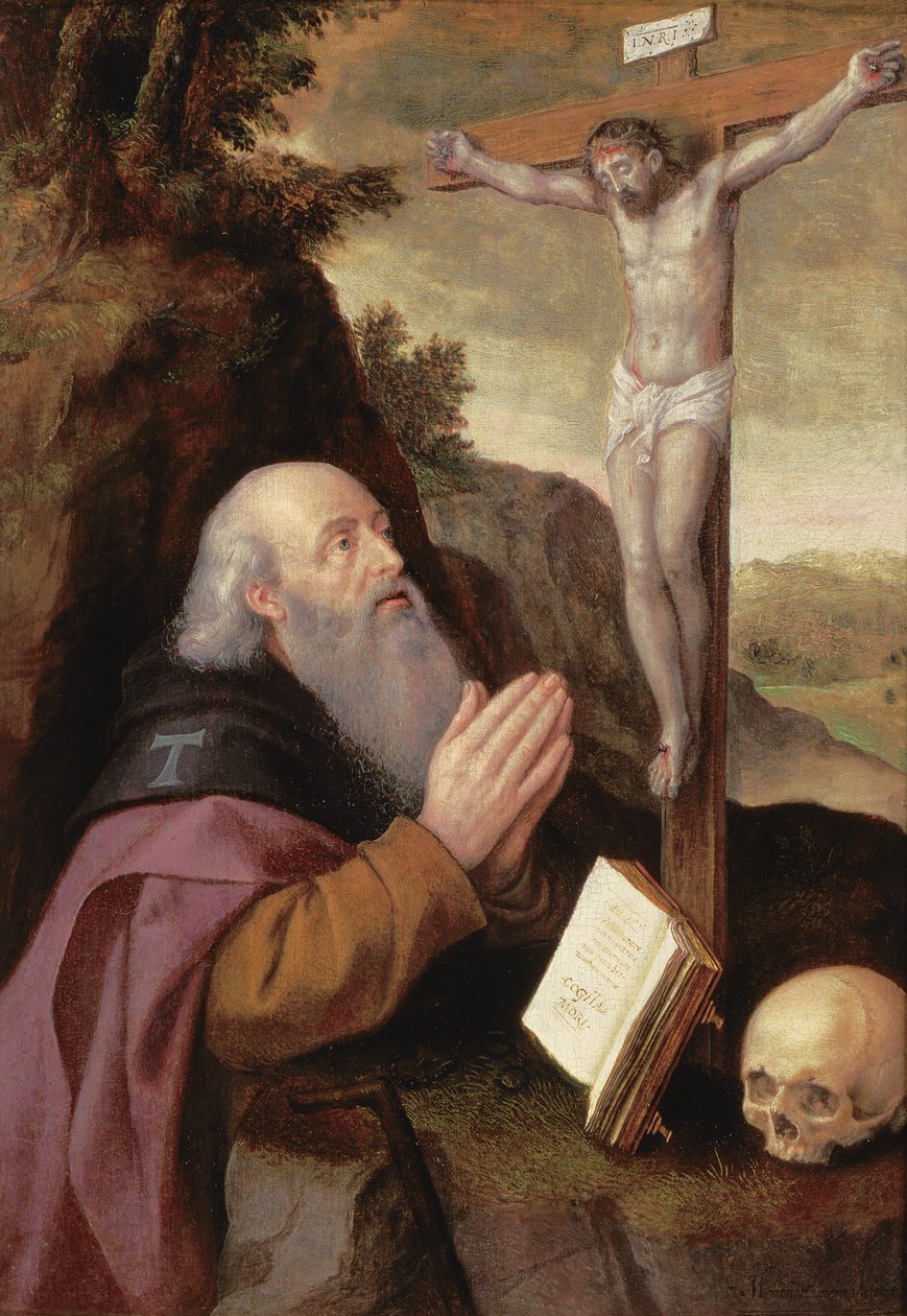 St. Anthony Abbed (panel) af Michiel I Coxie or Coxcie