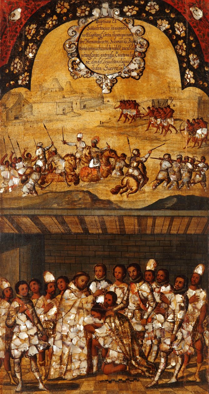 Erobringen af ​​Mexico. Tabel XIX af Miguel Gonzales