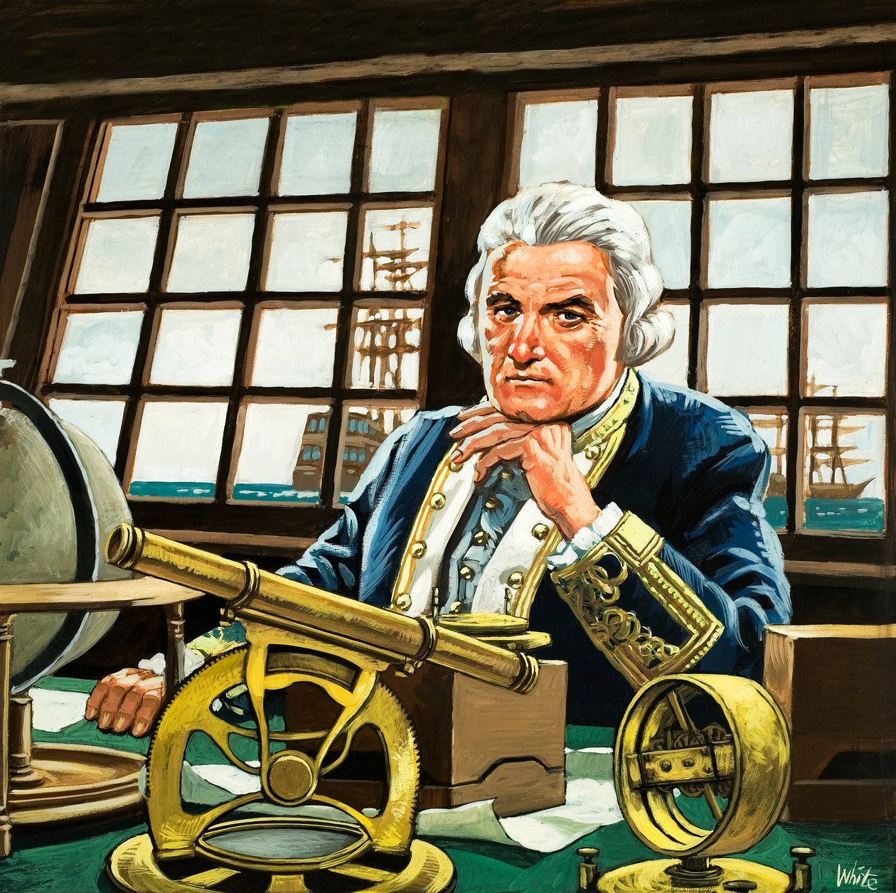 James Cook i sin kahyt af Mike (20th century) White