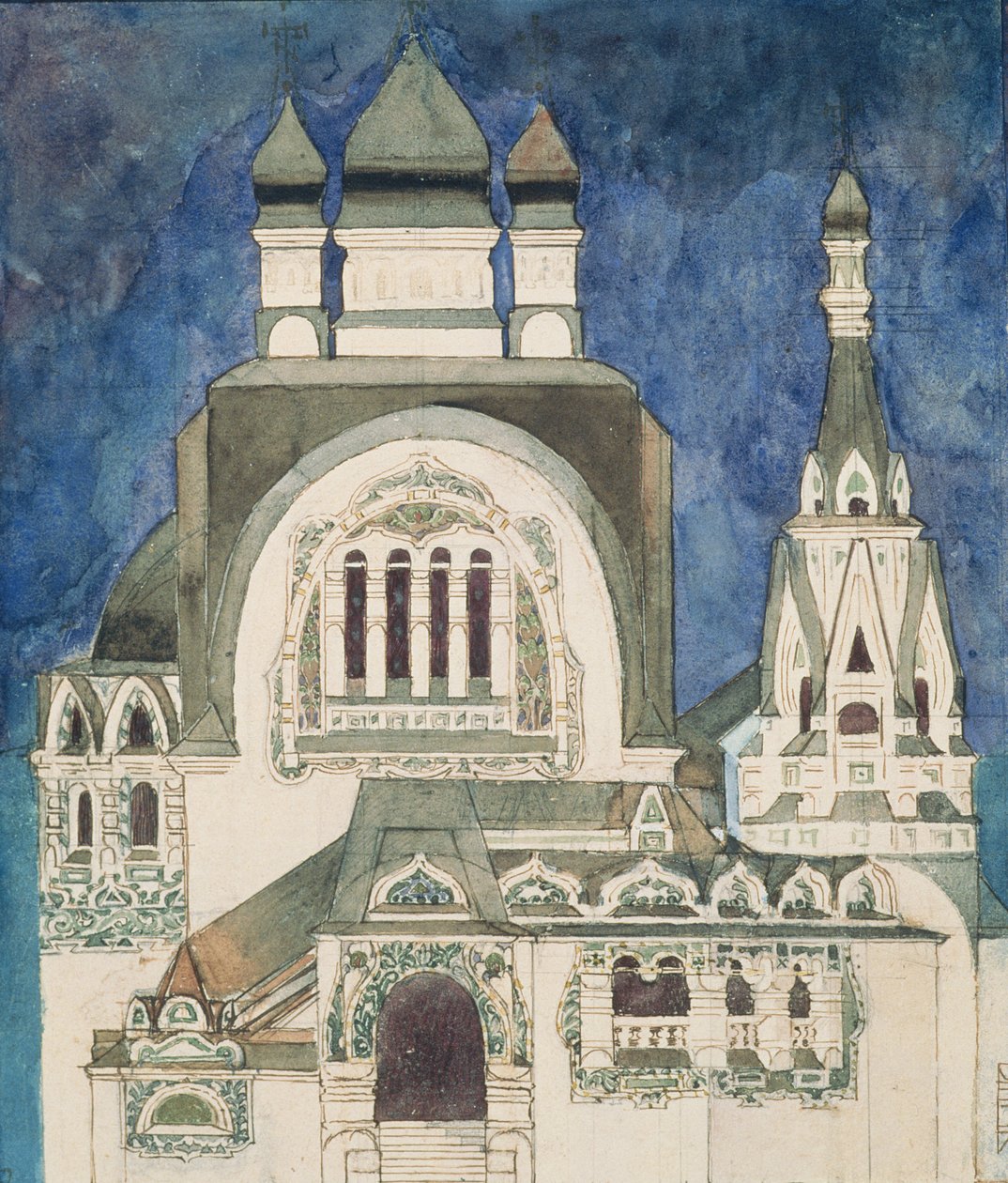 Urealiseret design til en kirke i Talashkono, 1899 af Mikhail Aleksandrovich Vrubel