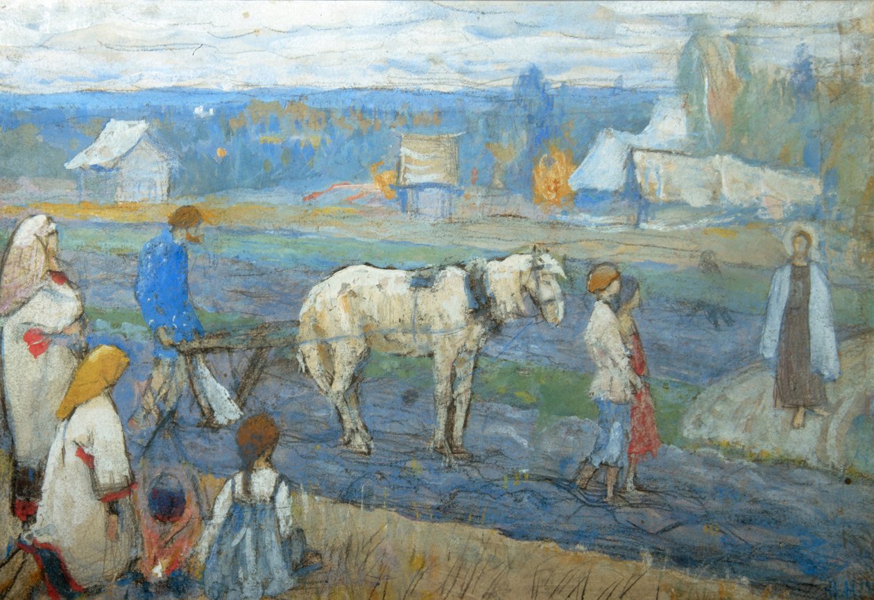 På marken, 1911 af Mikhail Vasilievich Nesterov