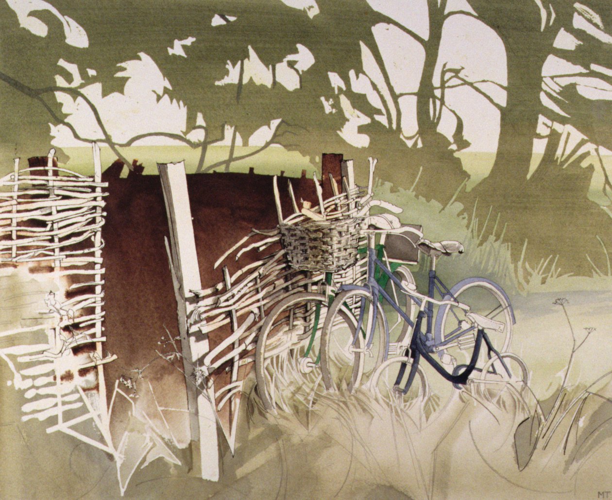 Affaldne Essex-cykler (wc på papir) af Miles Contemporary Artist Thistlethwaite
