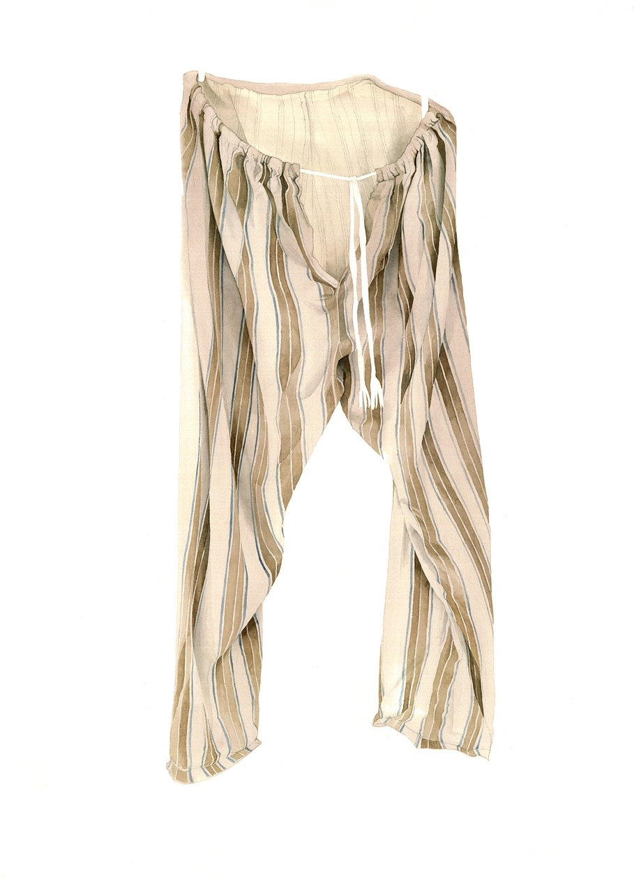 Neds Stripy Pyjamas Bottoms, 2003 (wc på papir) af Miles Contemporary Artist Thistlethwaite
