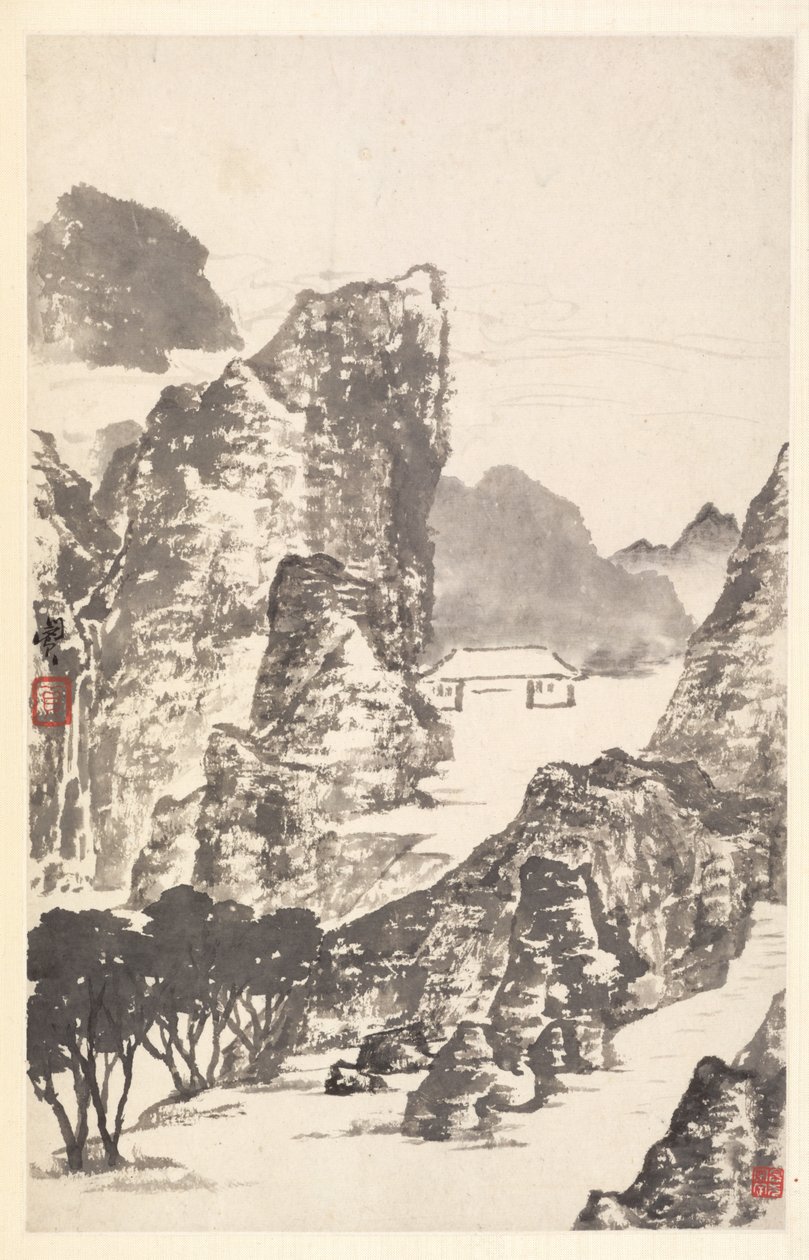 Landskab efter Mi Fu, 1788. af Min Zhen
