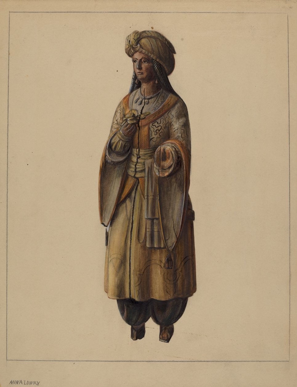 Cigarbutiksfigur, ca. 1937. af Mina Lowry