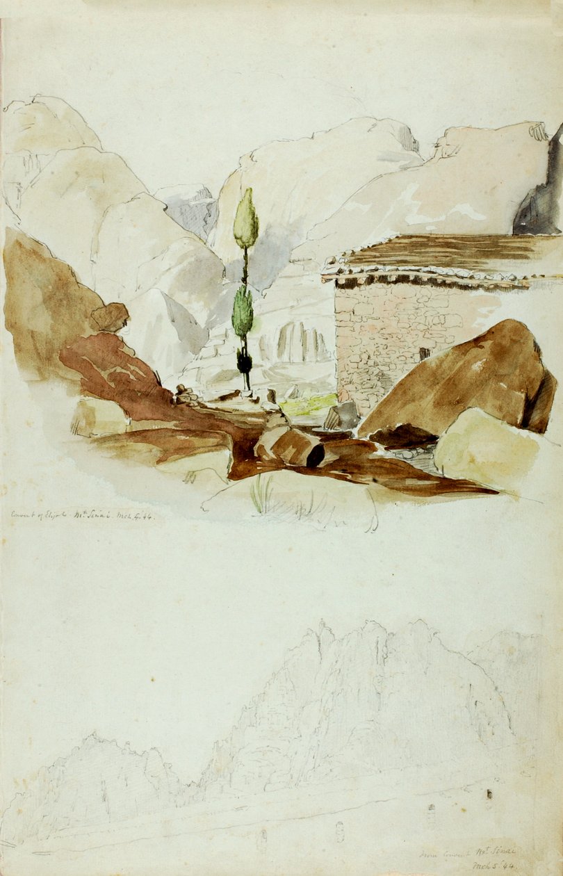 Elias-klosteret, Sinai-bjerget, 1844. af Miner Kilbourne Kellogg