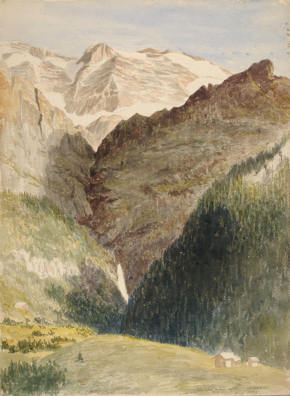 Glacier and Falls, 1863. af Miner Kilbourne Kellogg