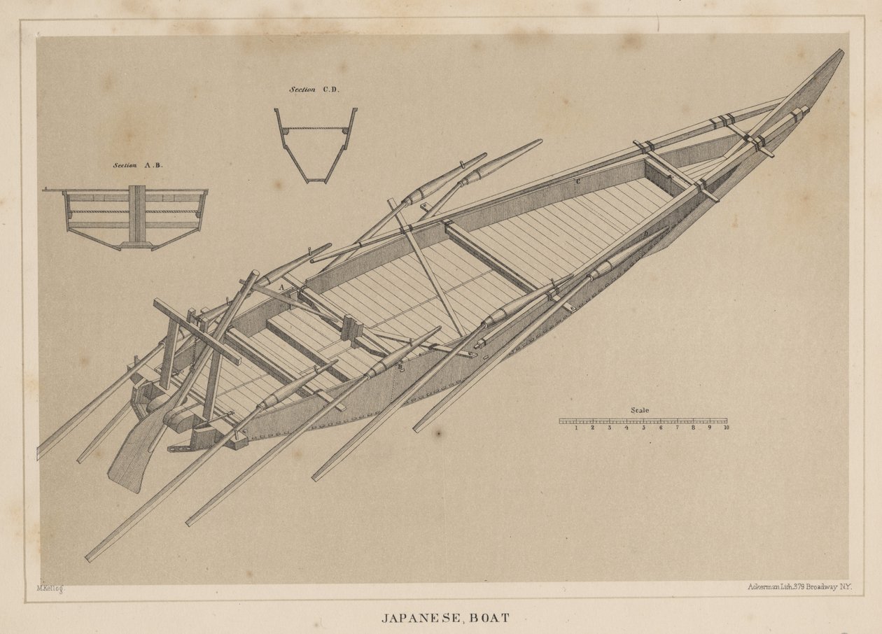 Japansk båd, 1855 af Miner Kilbourne Kellogg