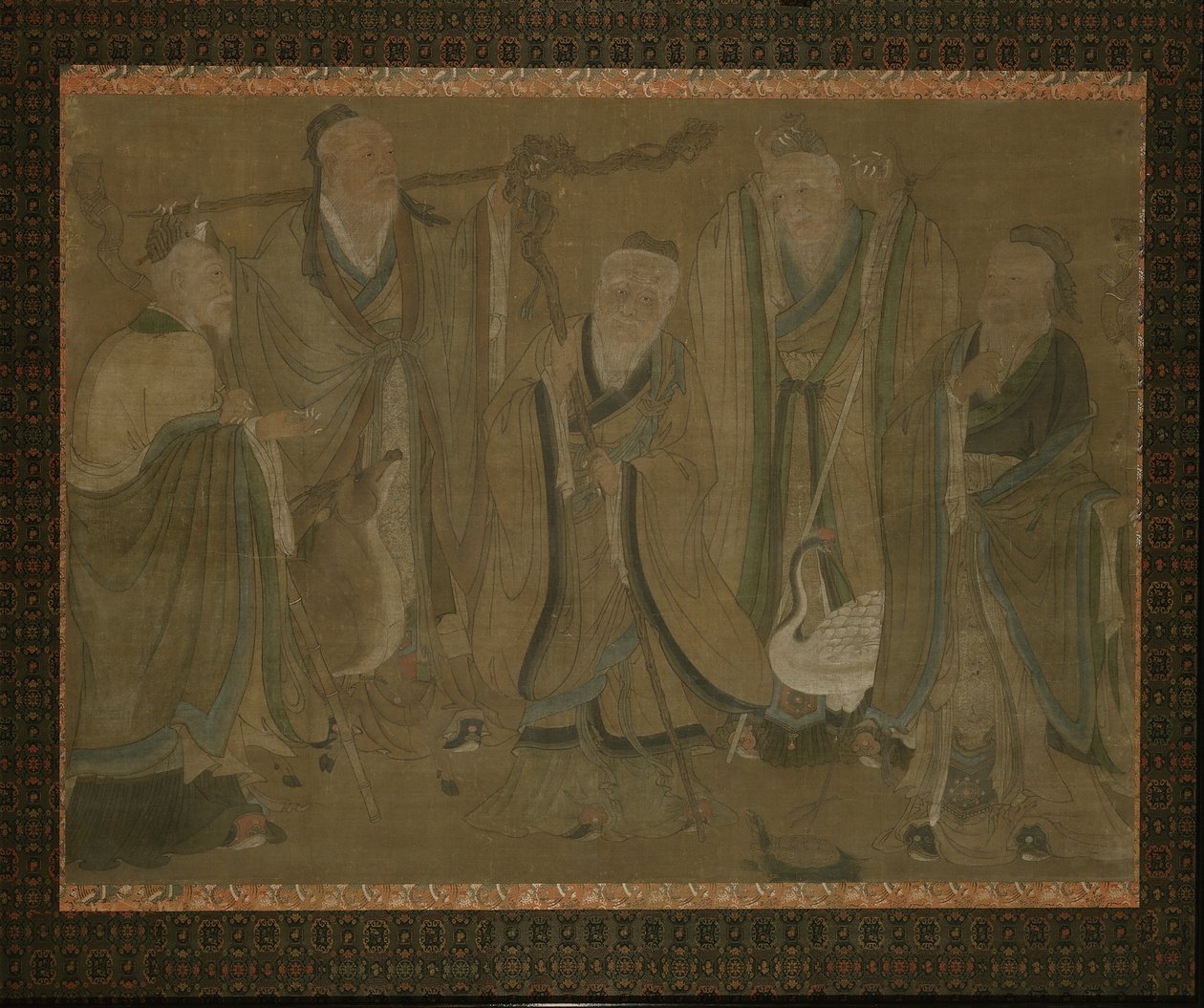 Fem vismænd, 15.-begyndelsen af 1500-tallet af Ming Dynasty Chinese School