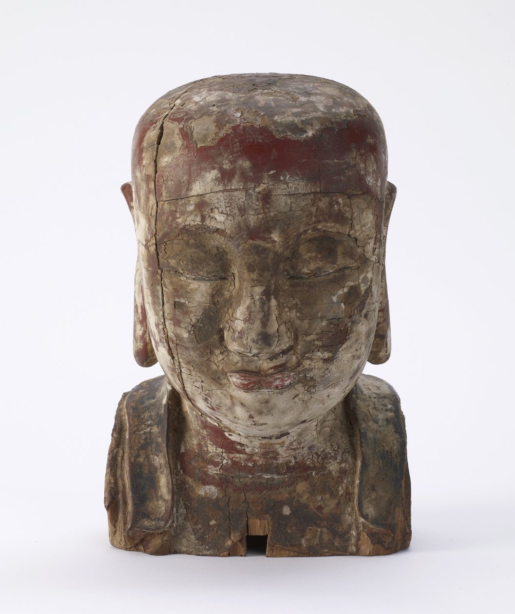 Hoved af en Lohan (træ) af Ming Dynasty Chinese School
