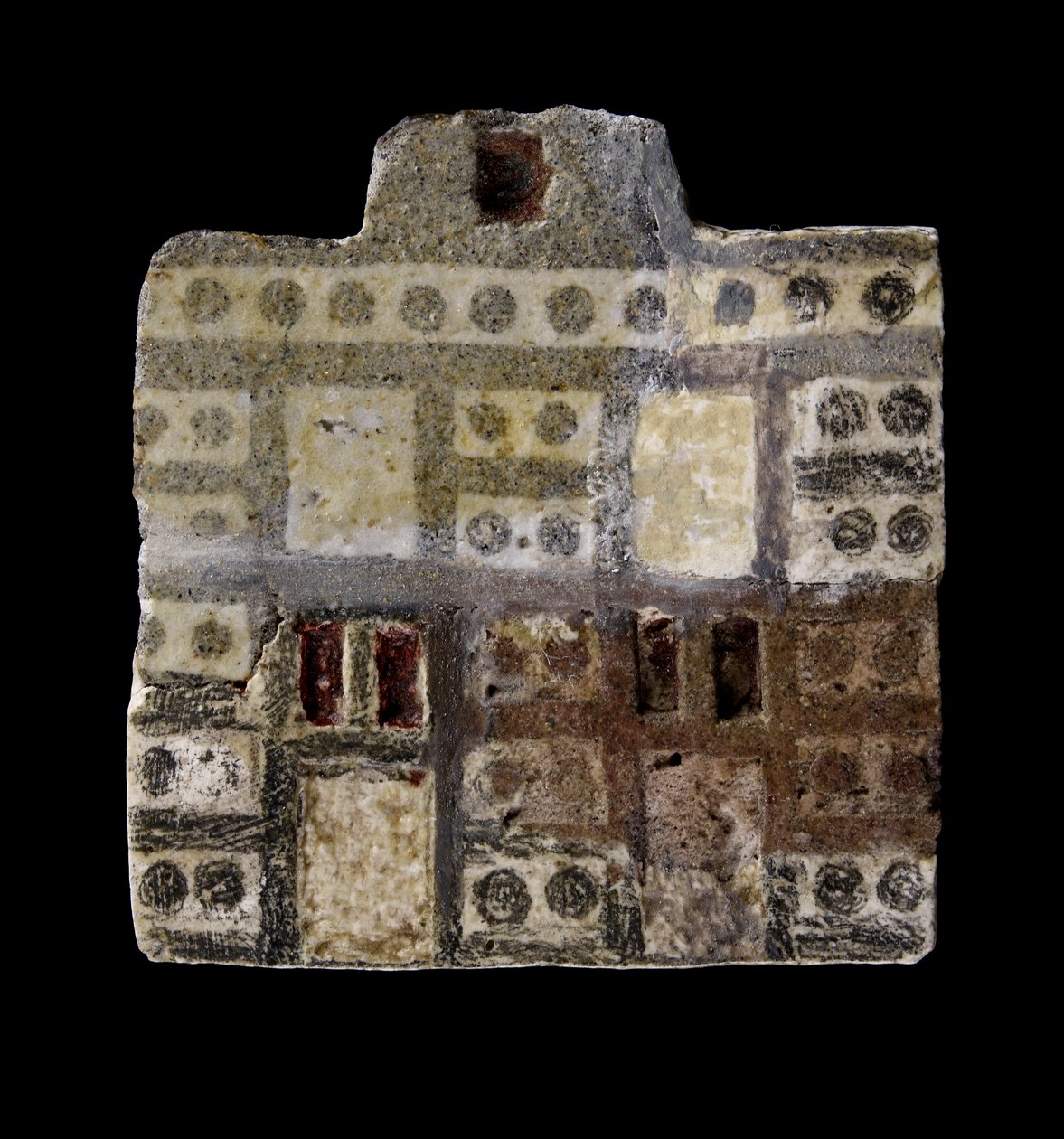 Fajanceindlægsplade, der forestiller et to-etagers hus, Mellemminoisk IIIA periode, ca. 1800-c. 1750 f.Kr. (fajance og gips) af Minoan