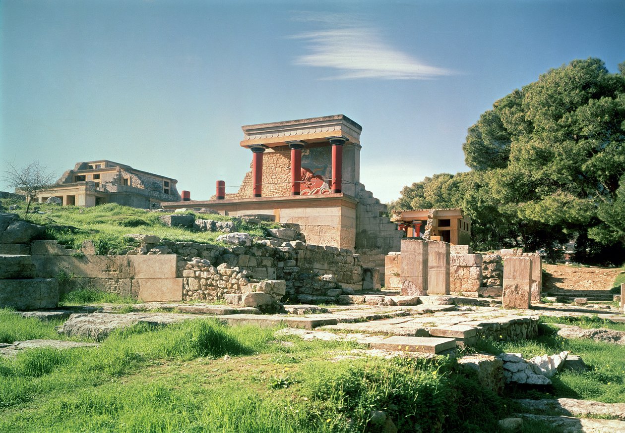 Udsigt over Knossos-paladset, fra øst, ca. 1500 f.Kr af Minoan