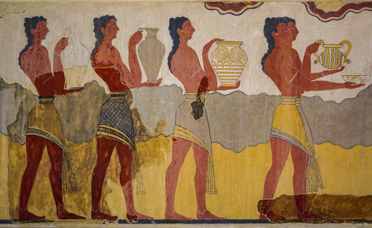 Rekonstruktion af processionsfresken af Minoan