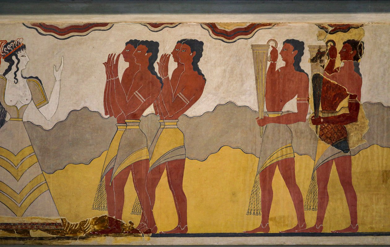 Rekonstruktion af processionsfresken af Minoan
