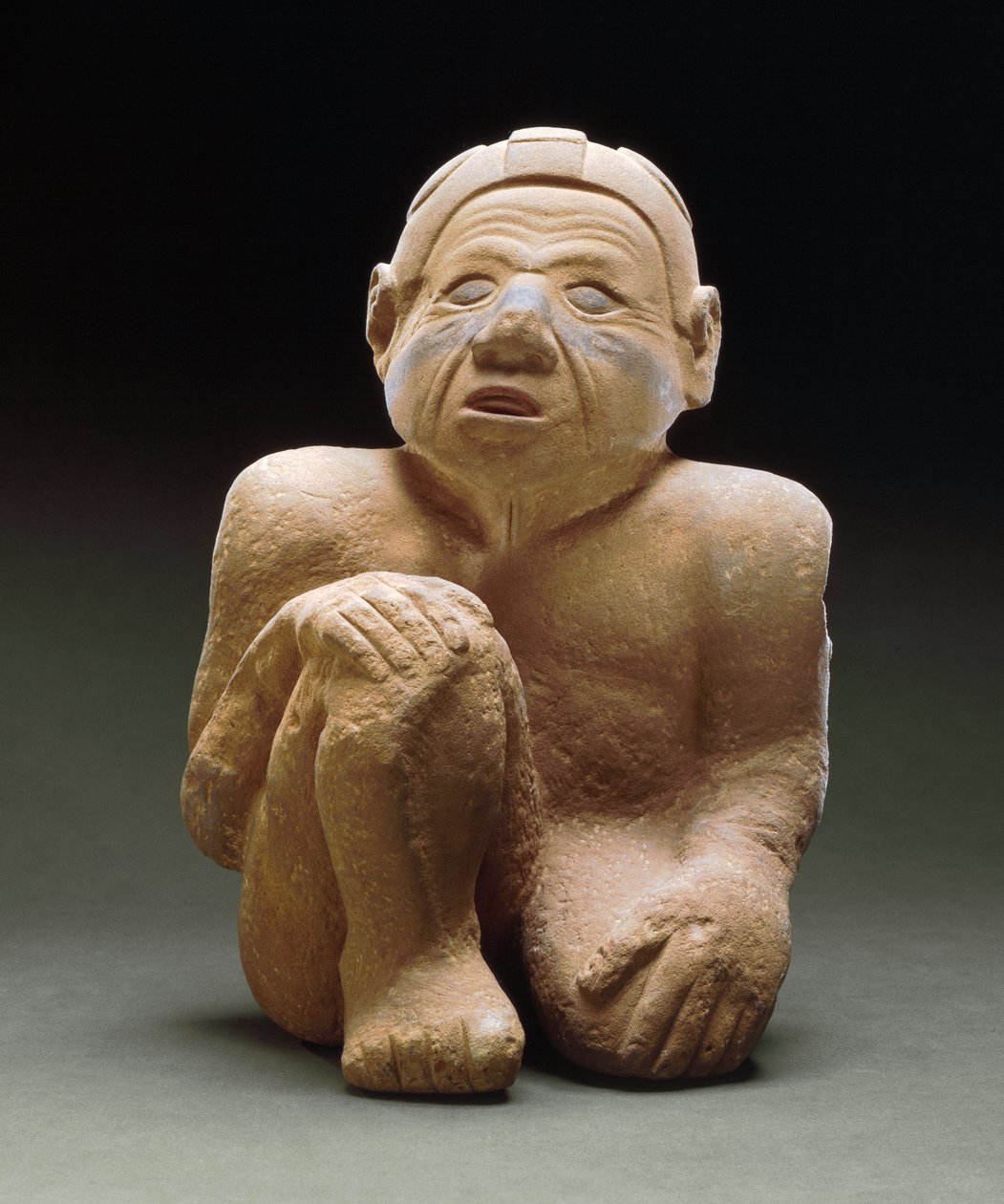 Siddende mandsfigur, 1300-1500 (sandsten) af Mississippian culture