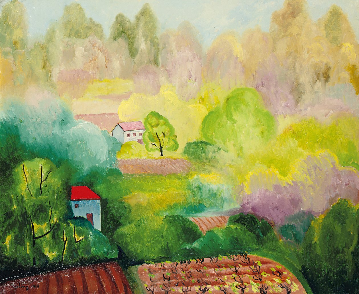 Landskab ved Saint Tropez af Moise Kisling