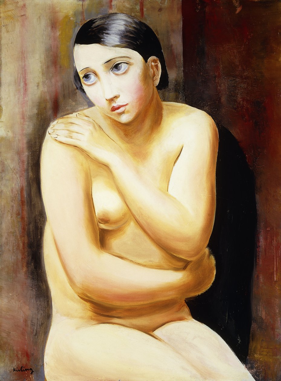 Nøgen kvinde sidder; Femme Nue Assise af Moise Kisling
