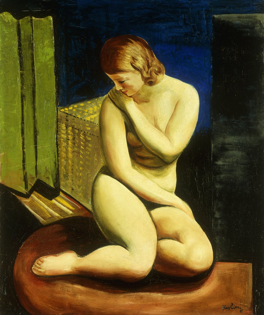 Siddende kvindelig nøgen; Femme Nue Assise af Moise Kisling