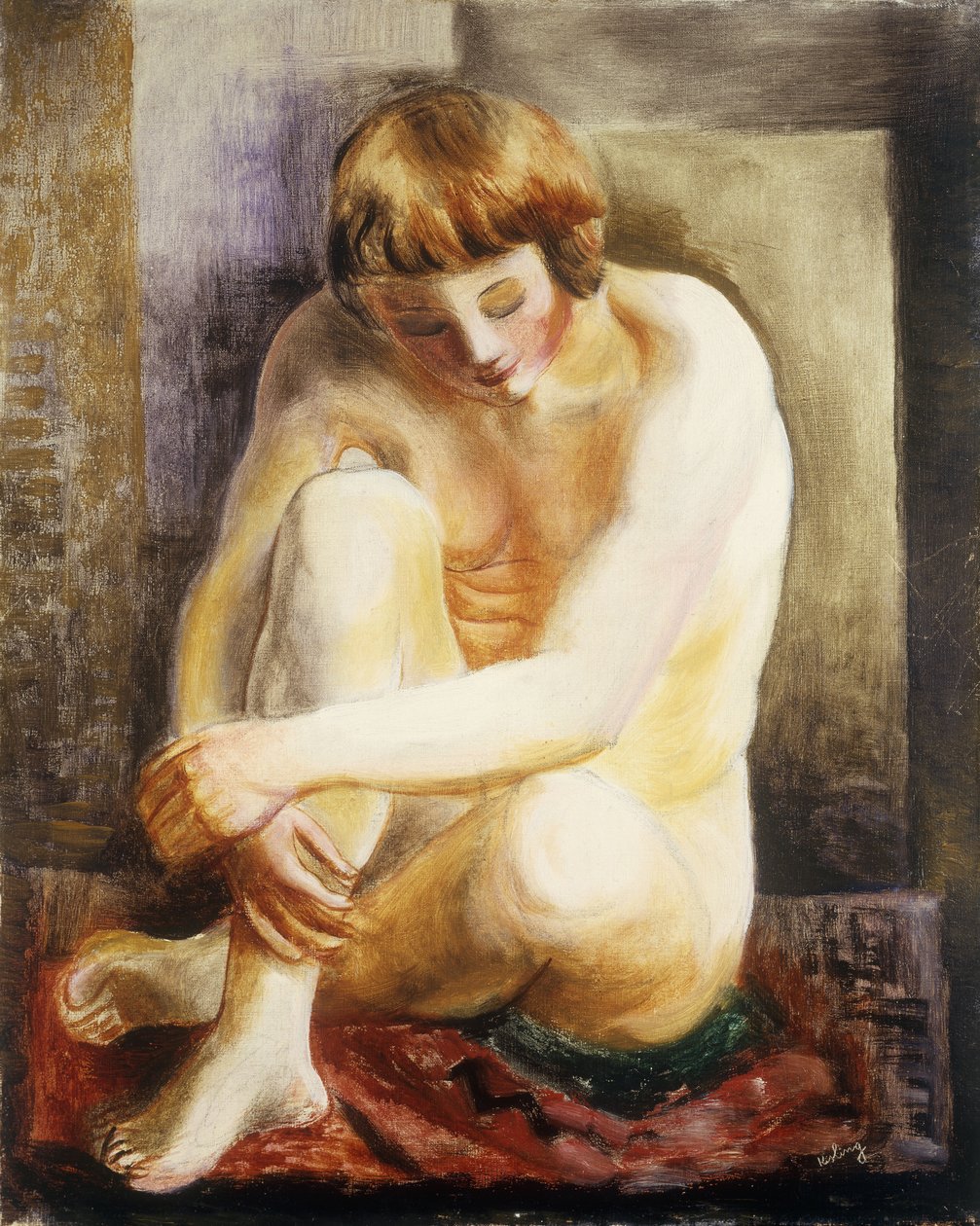 Siddende nøgen; Nu Assis af Moise Kisling