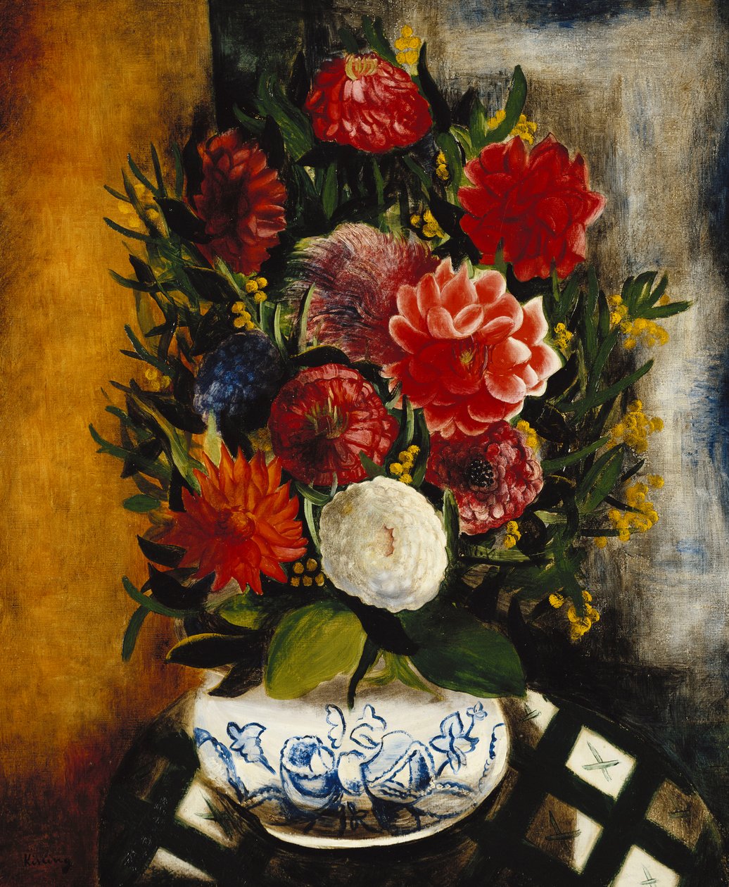 Vase med blomster; Vase de Fleurs af Moise Kisling