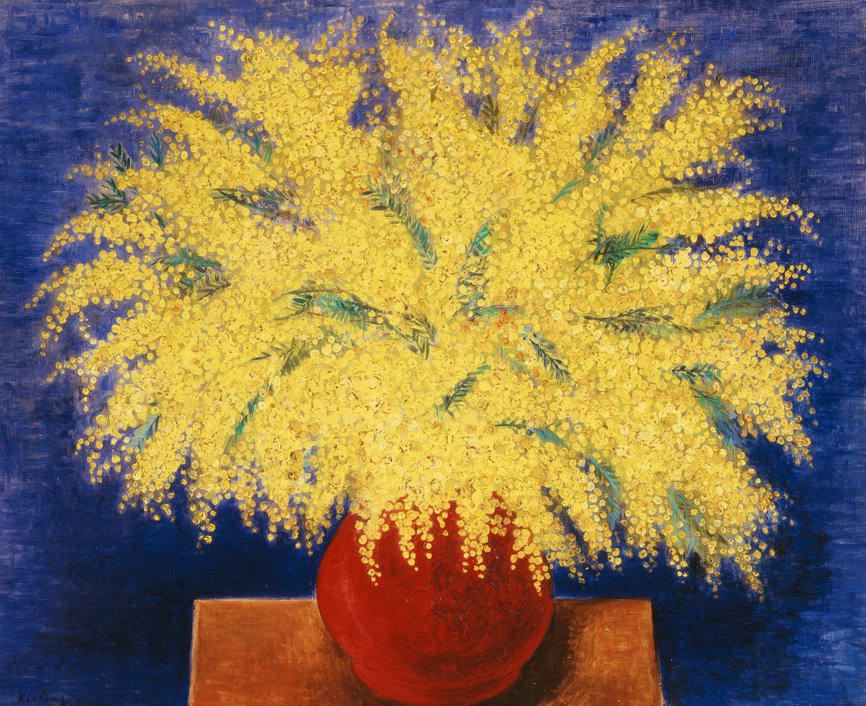 Vase med mimosaer af Moise Kisling