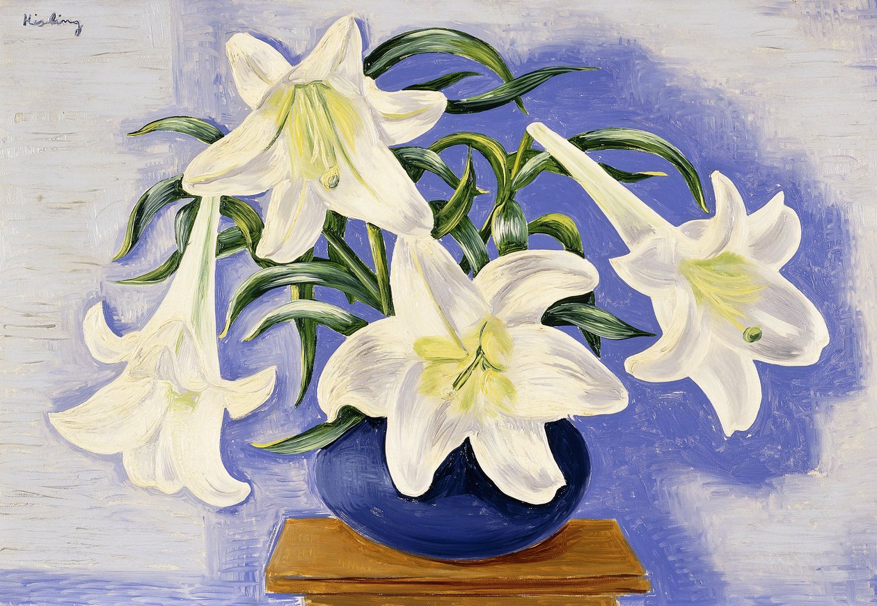 Vase med liljer af Moise Kisling
