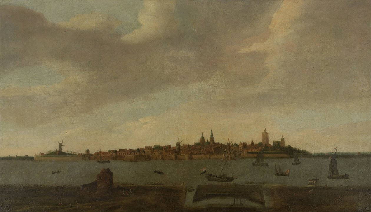 Udsigt over Heusden af Monogrammist FK (Noordelijke Nederlanden)