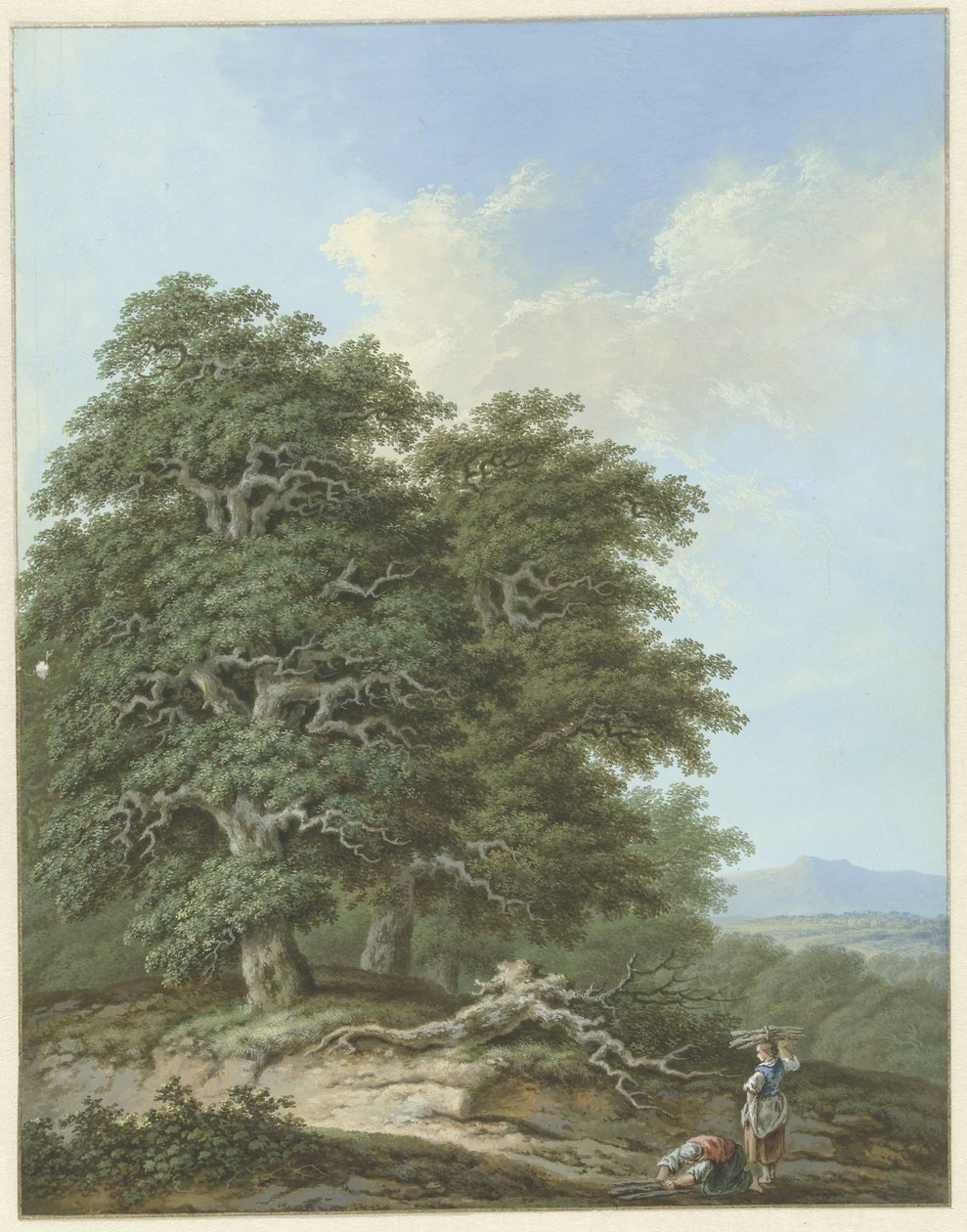 Landskab med to kvinder med bøsser af Monogrammist FWH (possibly)