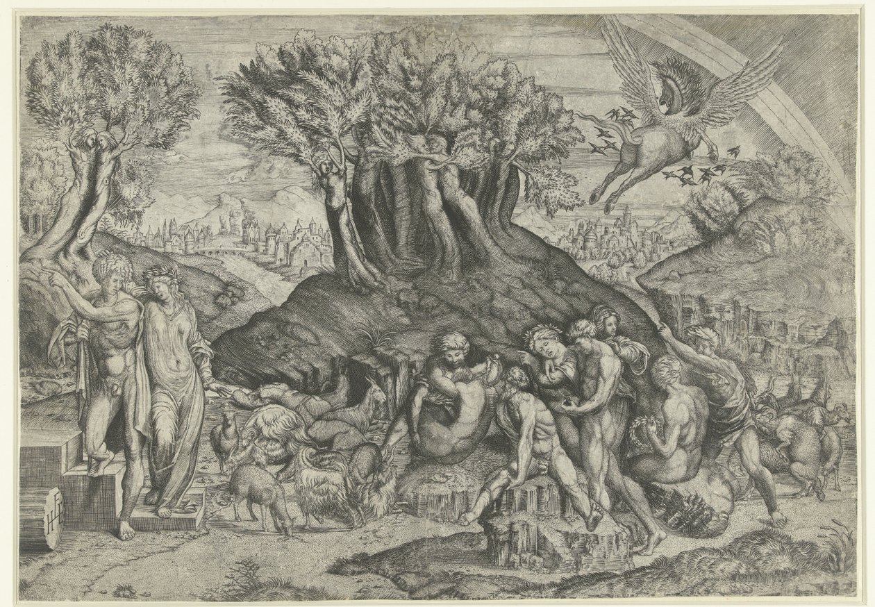 Mount Parnassus dedikeret til Apollo og muser af Monogrammist HFE