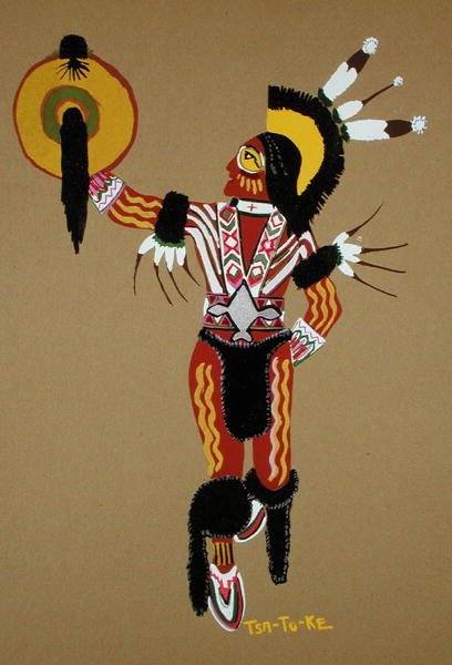 Kiowa Warrior (stenciltryk) af Monroe Tsatoke