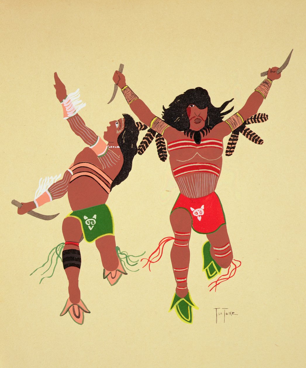 Kiowa Warriors (pochoir print) af Monroe Tsatoke