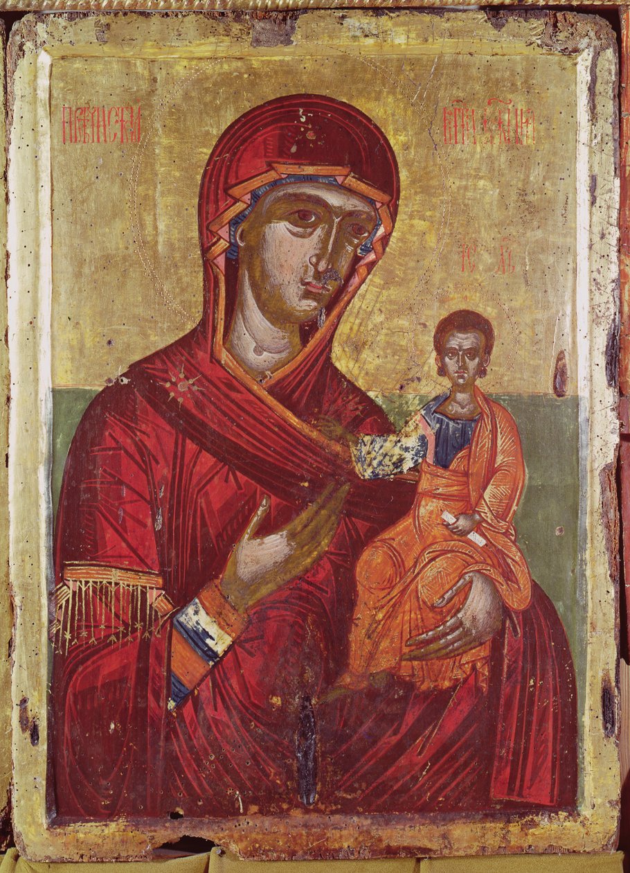 Iconostasis of Podvrh, Montenegro, Virgin and Child, 1665 (tempera og bladguld på panel) af Montenegran School