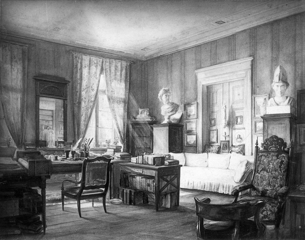 Wilhelm Grimms studie på Linkstrasse nr. 7 i Berlin af Moritz Hoffmann