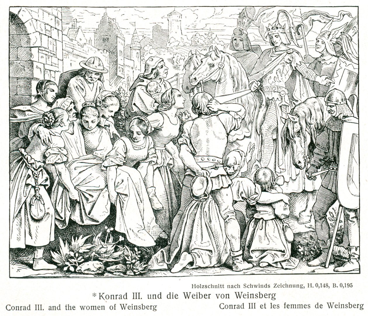 Conrad III. og kvinderne i Weinsberg. af Moritz Ludwig von Schwind