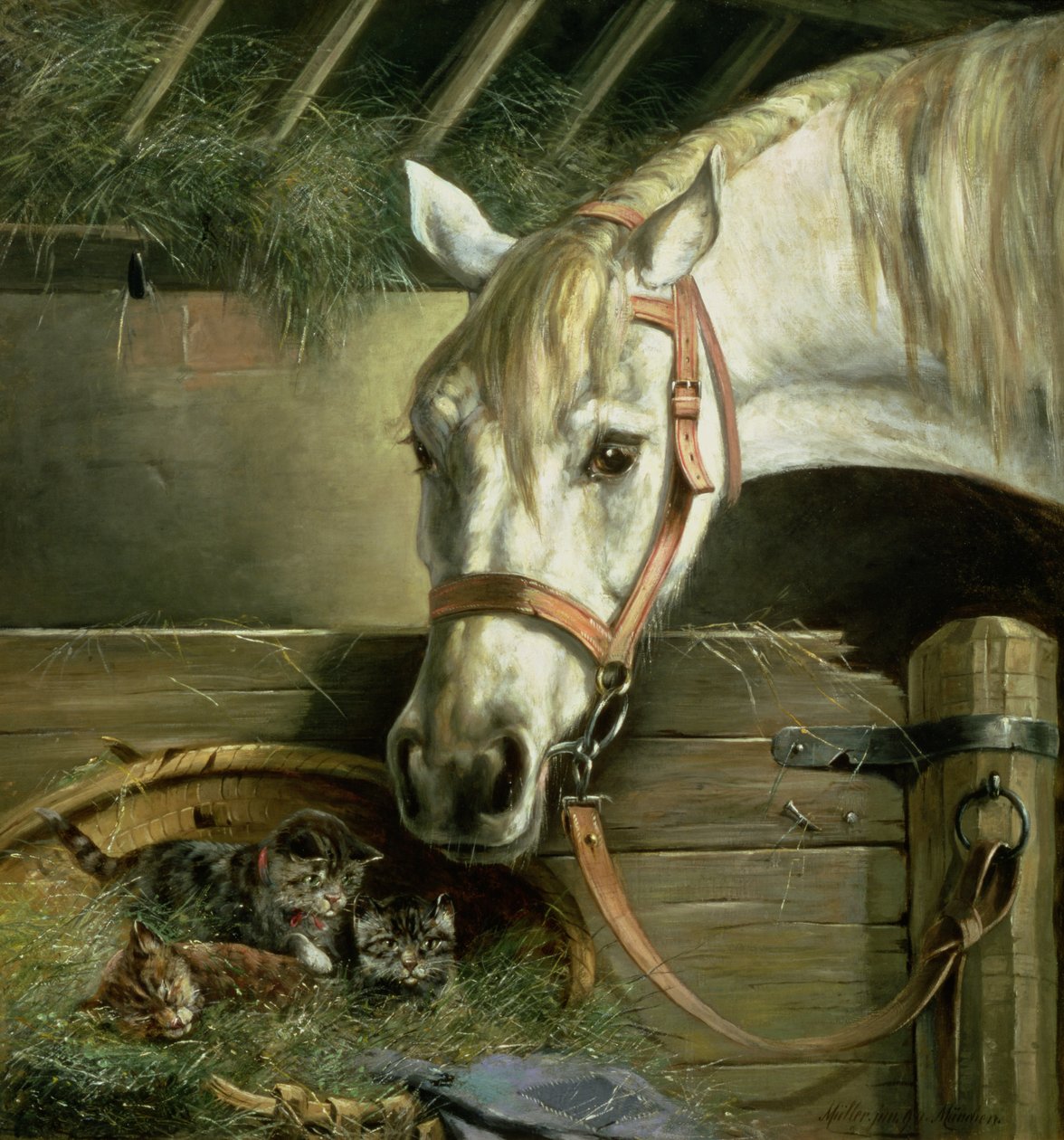 Hest og killinger, 1890 af Moritz Muller