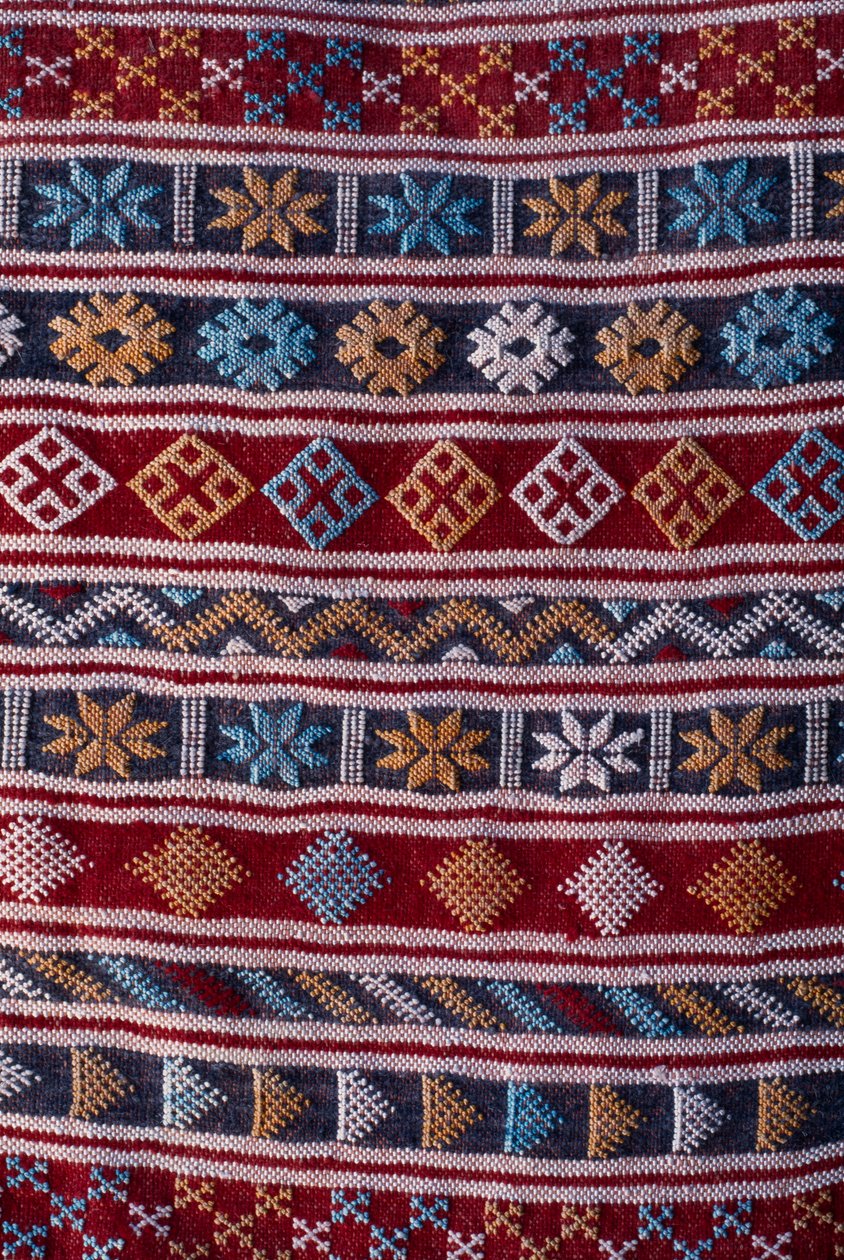 Tæppe, detalje (uld) af Moroccan School