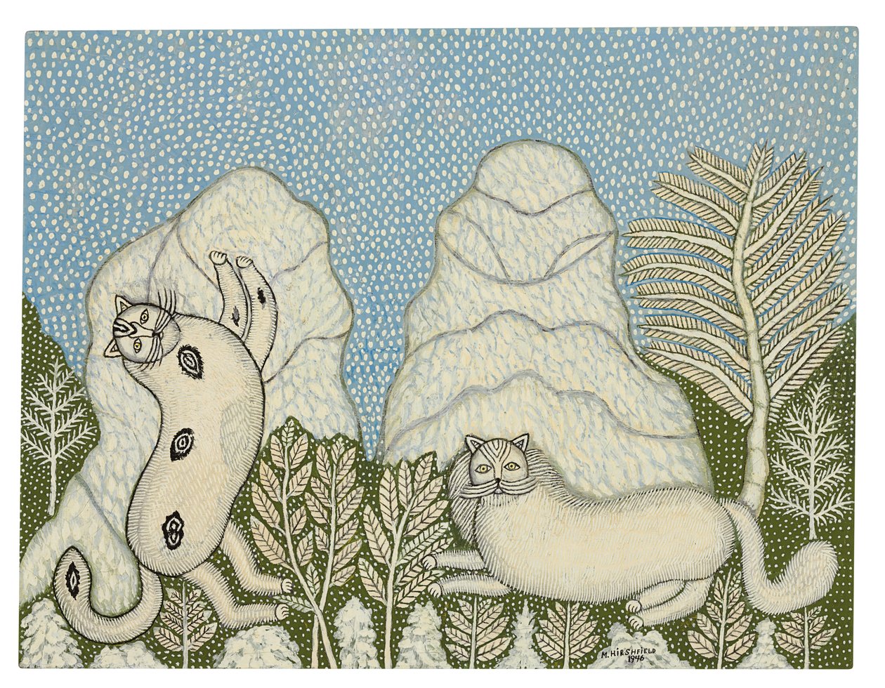 Katte i sneen af Morris Hirshfield