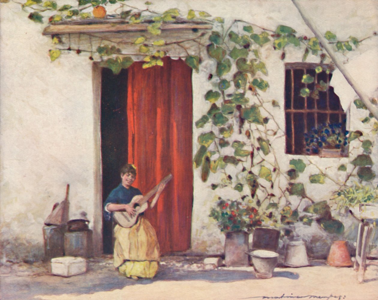A Courtyard, Seville, 1903. dani af Mortimer L Menpes