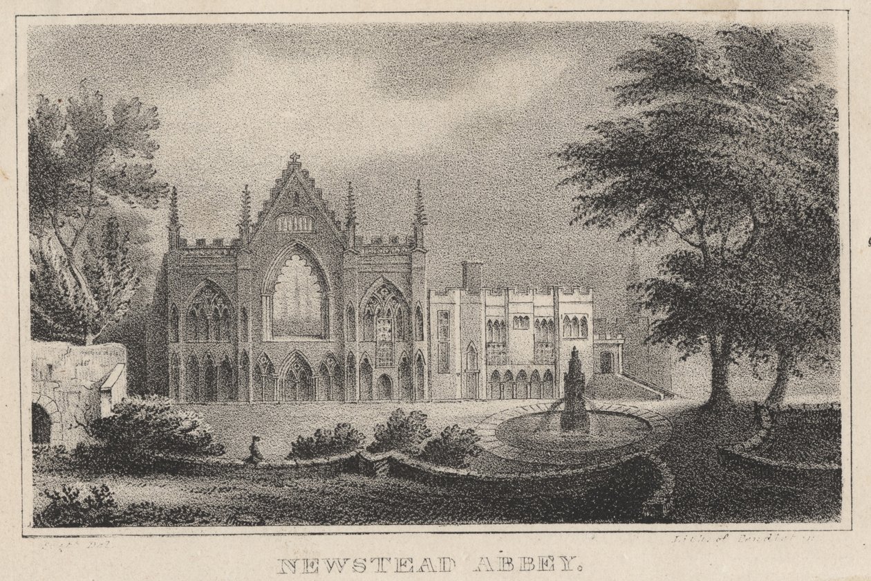 Newstead Abbey, fra The Atlantic Souvenir, 1828 af Moses Swett