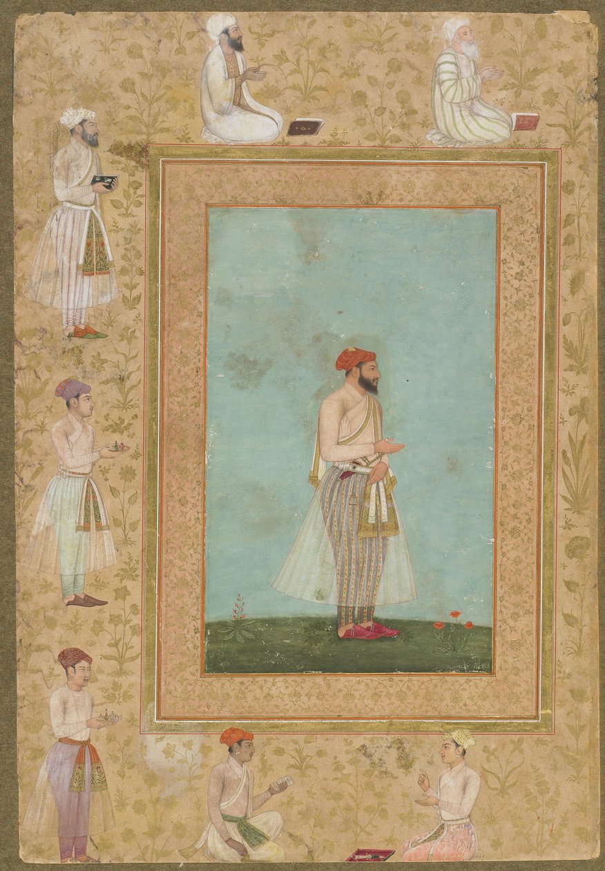 A Courtier, fra det sene Shahjahan Album, løsrevet manuskriptfolio, ca. 1650 af Mughal School