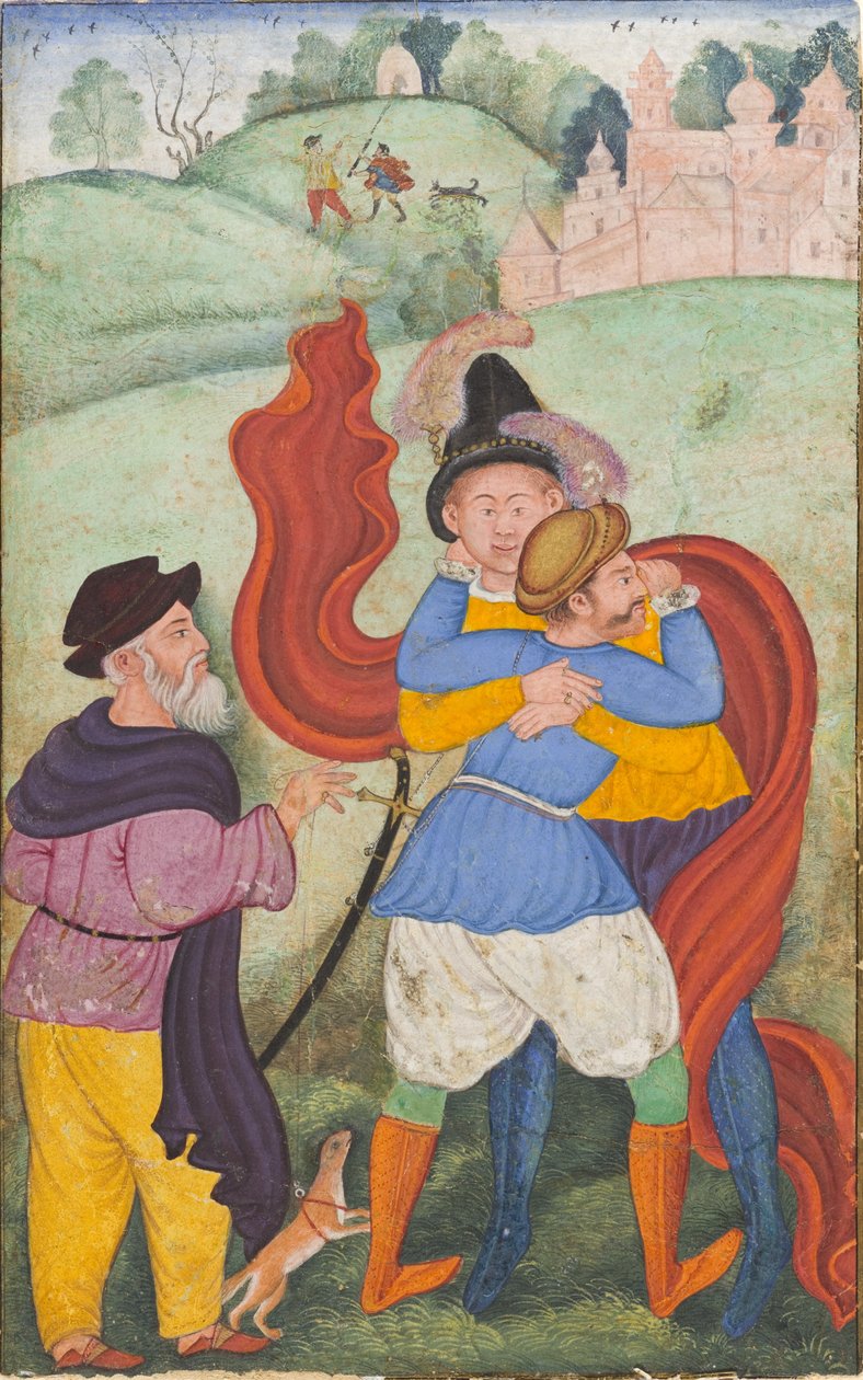 Europeans Embracing, ca. 1590 af Mughal School