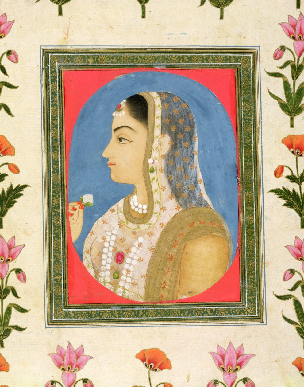 Portræt af en ædel dame, fra Small Clive Album af Mughal School