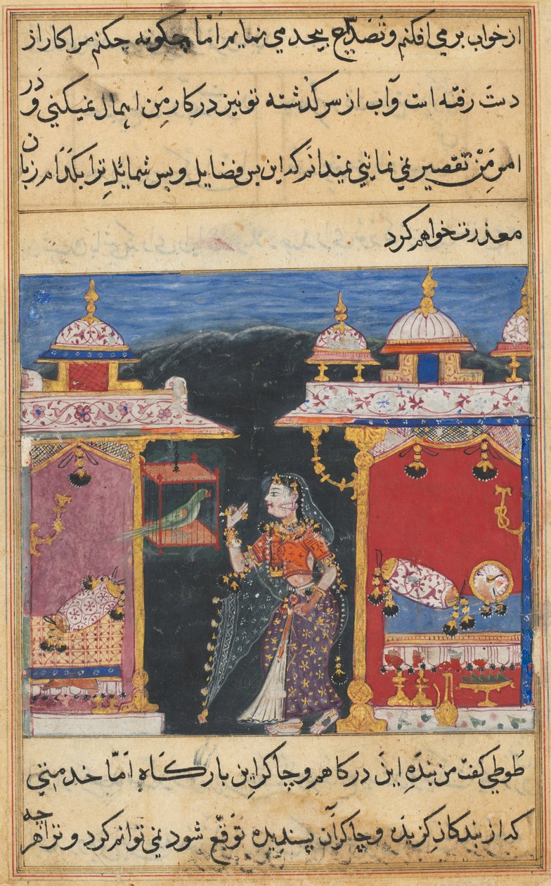 Side fra Tales of a Parrot af Mughal School