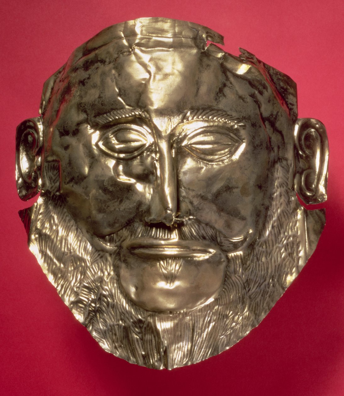 Replika af masken af Agamemnon, mykensk, ca. 16. århundrede f.Kr. (guld) af Mycenaean