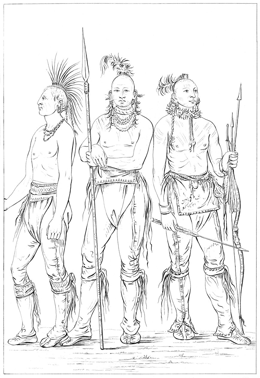 Three Osage braves, 1841. af Myers and Co