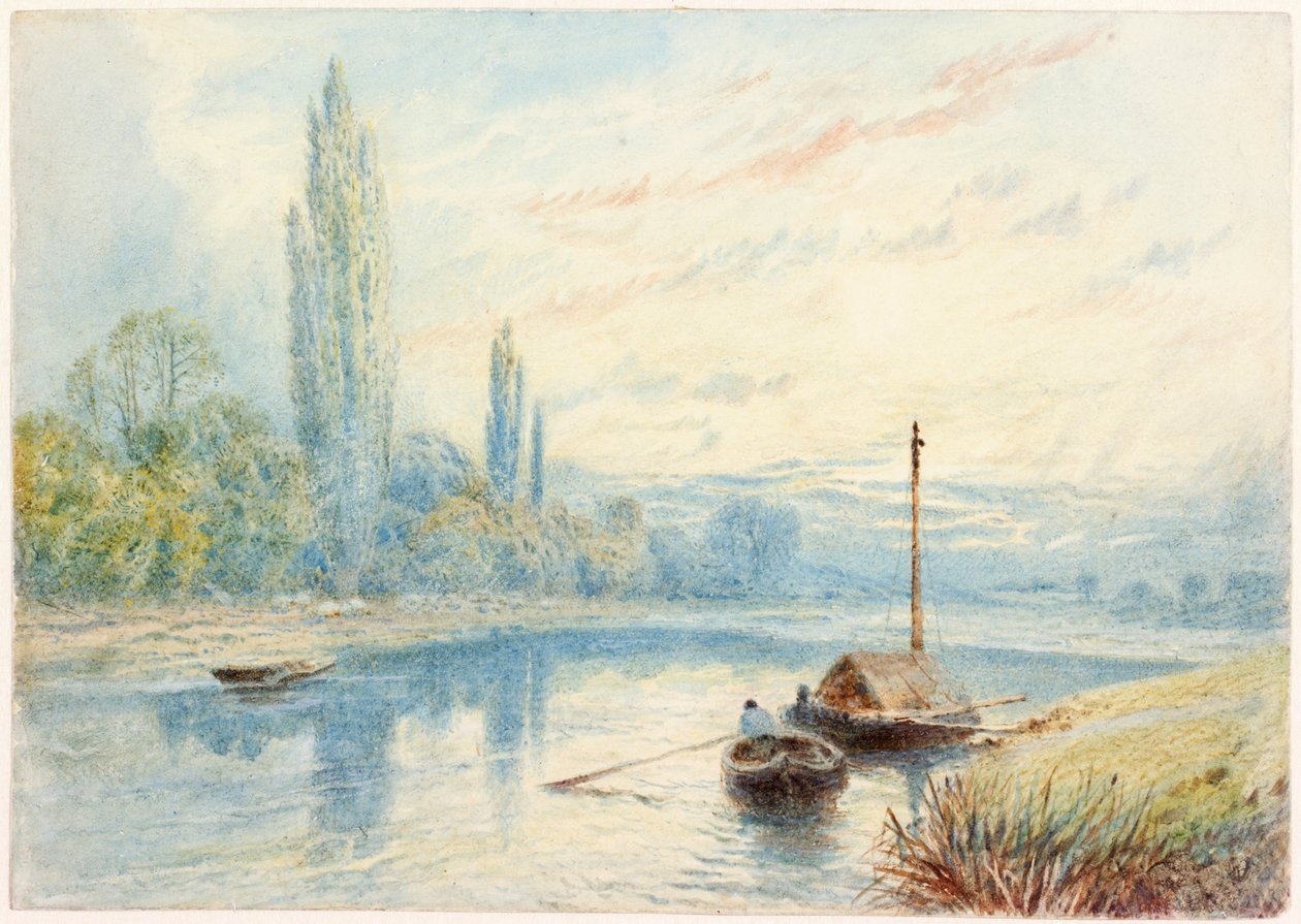 River Scene (kropsfarve og wc på papir) af Myles Birket Foster
