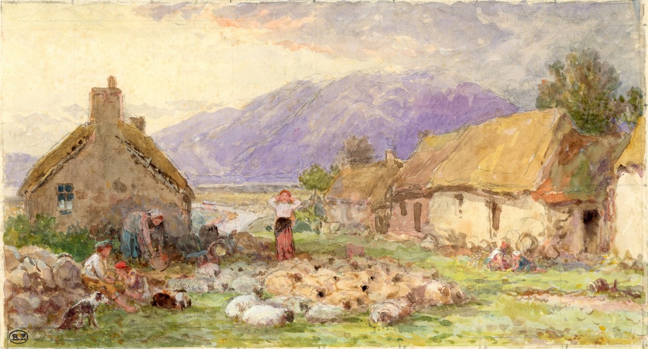 Uden titel (blyant og akvarel på papir) af Myles Birket Foster